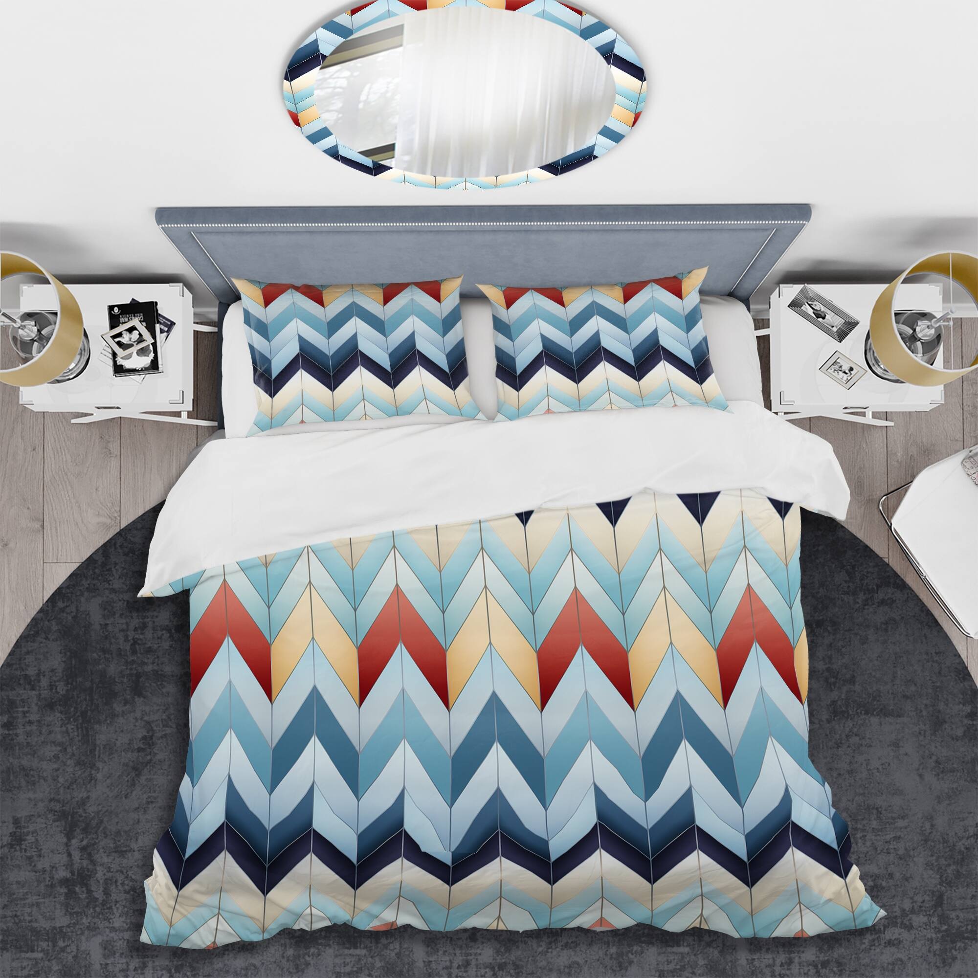 Designart "Geometric Harmony Chevron Pattern" glam bedding covert set